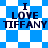 Blue and white checkered background with dark blue text reading "I LOVE TIFFANY" in four distinct arrangements.