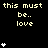 Pixelated text and heart symbols on a black background with gray corner, animated by changing heart counts.