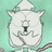 Pixelated white cat with closed eyes, black nose, and gray whiskers on mint green background, wearing a pointed white hat.