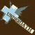 Pixelated static icon of a light blue and white guitar with brown accents on a dark background.