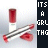 Animated contact sheet showing five frames of a buddy icon with red lipstick, silver tube, and text "ITS A GRL THG" on black vertical bars.
