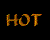 Animated contact sheet of a glowing orange 'HOT' text icon with varying blur and glow effects across 15 frames arranged in a 4x4 grid layout.