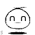 Four identical pixelated cartoon faces with rounded heads, two curved eyes, and a straight mouth arranged in a