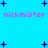 Pixelated blue background with scattered dark blue plus signs and pink 'nickmister' text in two