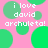Pink background with green circles and white text reading "i love david archuleta!" repeated across the image.