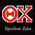 Red and white pixelated 'OX' logo with stylized 'O' containing an 'H', below which is blurred gray text on black background.