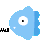 Four blue fish-shaped icons with white eyes and black pupils arranged in a on gray background, text elements change across frames