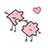 Pixelated pink characters with stick legs hold hands under a pink heart, with text labels 'You', 'Me <3', and 'Complete' on red and white backgrounds.