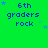 Green background with blue text reading '6th graders rock' and scattered blue stars in a pattern