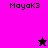 Pixelated icon with 'Mayak3' text on pink and purple backgrounds, featuring a black star and pink star that change position.