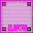 A 5x5 contact sheet of animated frames showing a pink and white striped background with changing letter patterns in bright pink text, arranged left-to-right top-to-bottom across sampled frames.
