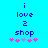 Blue background with blue text reading 'i love 2 shop' and five pink/purple asterisks below, where the third asterisk changes from purple to pink between frames.