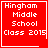 Red square icon with white text reading "Hingham Middle School Class 2015" and a small heart symbol in the bottom-right corner.
