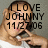Pixelated image of a person with light brown hair holding a microphone, overlaid with bold black text reading "I LOVE JOHNNY 11/27/06" on a gray background.