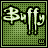 Green pixelated of 'Buffy' text with sequential text additions forming 'Buffy the vampire slayer' across frames