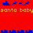 Red background with blue pixelated shapes and yellow text repeating 'santa babysanta baby' in two , showing animation changes between frames