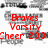 Red text on a white background with gray pixelated shapes, displaying three distinct phrases across the image.