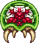 Green segmented creature with red central mass and brown claws, displayed in a of identical static frames