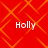 Red background with orange diamond lattice pattern and four white 'Holly' text instances in pixelated font.