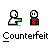 Pixel art of two figures with white heads and red bodies, one holding a green object, in various poses with speech bubbles and text below.