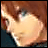 Animated sequence of a character's face with changing text overlays on a dark background.