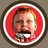 Animated sequence of three circular icons on brown background: first shows a pixelated face with red hair and mustache, second distorts into abstract swirls, third becomes two black spiral shapes.