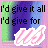 Pixelated image with gradient background showing text and two pink-and-white striped objects, one with a heart symbol.