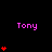 Pixelated pink text "Tony" appears above red heart stacks on a black background, with varying heart counts across positions.