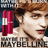 A pixelated image of a person with light brown hair holding two red lipsticks, with 'MAYBELLINE' text below.