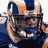 Animated contact sheet of a football player in blue and orange uniform with EA Sports Madden 2003 logo across multiple frames showing motion blur effects.