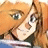 Anime-style character with light brown hair and blue eyes, partially overlaid by black background with white text.