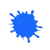 Blue pixelated splat shape with irregular edges on light gray background.