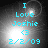 A static digital image displays cyan text on a dark background with light effects, reading "I Love Joshie <3 2/2/09".