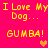 Pixelated yellow text on bright pink background with animated heart symbols appearing and disappearing between repeated phrases.