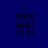 Four display the text "i love jules !!!!!" in black pixelated font on varying solid backgrounds