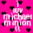 Pixelated pink background with scattered black hearts and repeated white text reading 'i luv michael minion !!' in a pattern