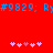 Red background with blue text reading #9829; Ry#9829; Ry and two of pink heart icons, each containing five hearts