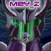 Animated icon with repeating purple and green patterns, featuring a central figure in various poses within a stylized frame.