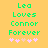 Green pixelated text reads "Lea Loves Connor Forever" on a yellow background with pink and light orange hearts below.