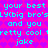 Pixelated cyan text on a pink background repeats phrases including 'your best', 'LYCbig bro's', and 'joke' in two identical horizontal
