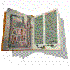 Animated sequence of a book with pages flipping through six distinct states, each showing different page arrangements and visible text fragments.