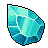 Pixelated teardrop-shaped icon with gradient blue tones and white crack lines, outlined in black against a gray background.
