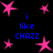 A static digital image with a black background, pink star shapes, and blue text reading "i like CHAZZ" repeated four times.