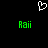 A static pixel art image with a white heart outline at the top center, two green 'Aaii' text blocks below on a black background.