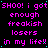 Static image of repeated pink text on black background with cyan dots, featuring phrases like 'SHOO! i got SHOO! i got enough freakish losers in my life!!'
