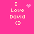 A pink background displays four identical text-based icons with 'I Love David <3' and varying pixelated symbols above the text.