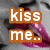 A split-screen image with a grayscale close-up of lips holding purple lipstick on the left and orange background with white text on the right.