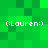 Green pixelated background with four identical white text icons reading (:Lauren:) arranged in a