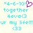Pixelated cyan text and symbols on a light background with a single pink heart symbol in one version.