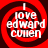 Four identical circular icons with red and black concentric rings display white text reading "I love edward culien" in a pixelated font.
